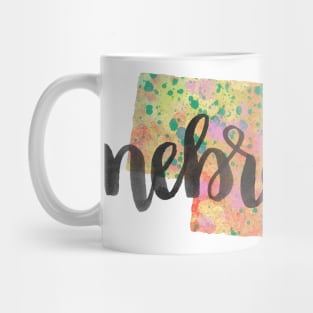 nebraska - calligraphy and abstract state outline Mug